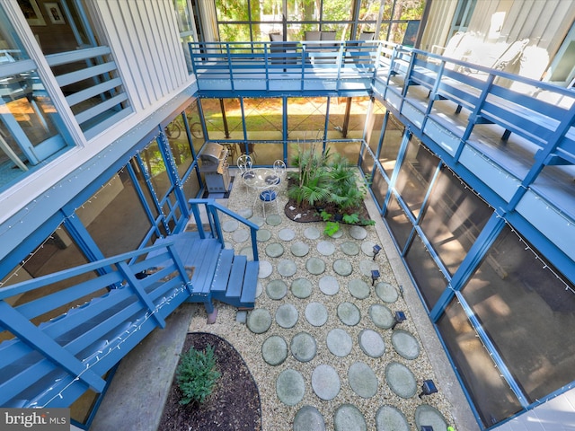 balcony with a patio area