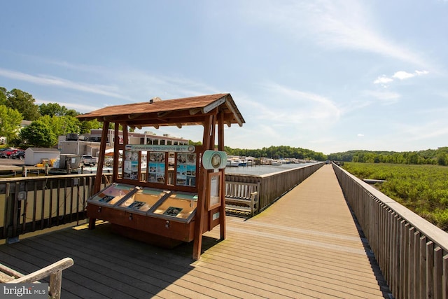 view of dock featuring a deck