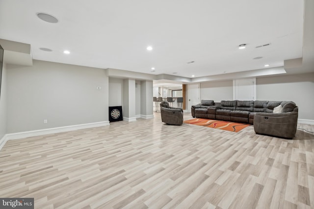 living room featuring light hardwood / wood-style floors