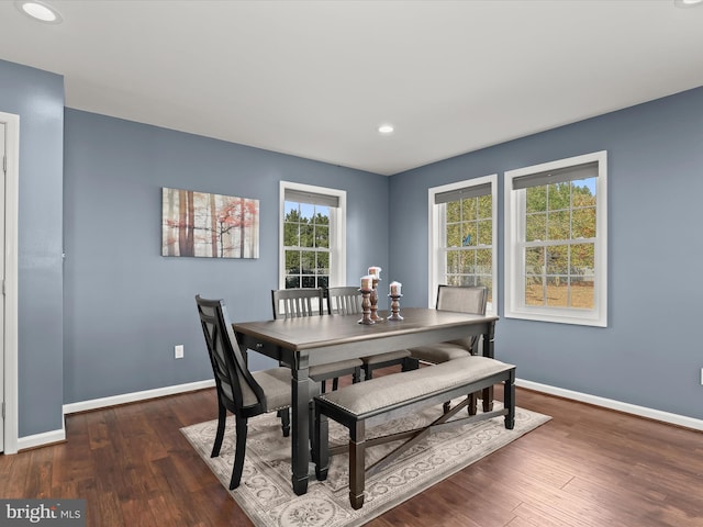 dining area featuring dark hardwood / wood-style flooring