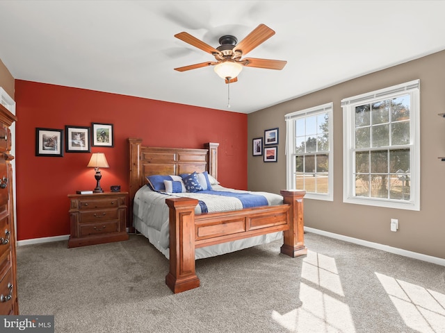 bedroom with carpet and ceiling fan