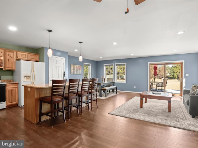 interior space with plenty of natural light and dark wood-type flooring