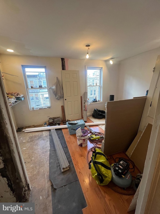 miscellaneous room featuring hardwood / wood-style flooring