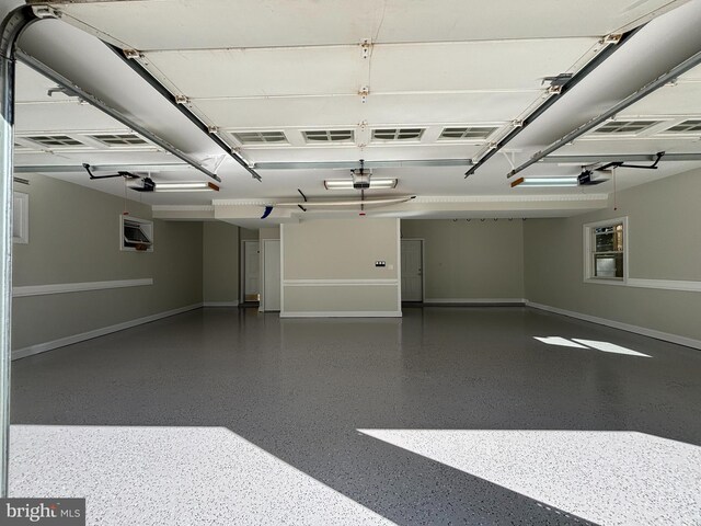 garage with a garage door opener