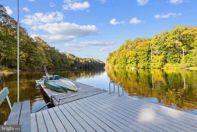 view of dock featuring a water view