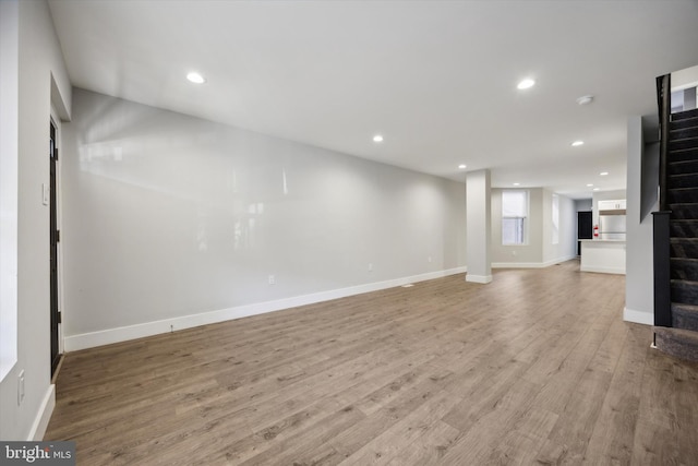 unfurnished living room featuring light hardwood / wood-style floors