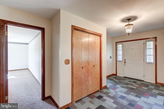 view of carpeted entryway