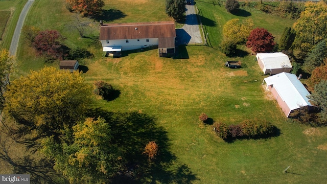 bird's eye view with a rural view