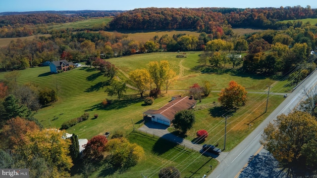 aerial view featuring a rural view