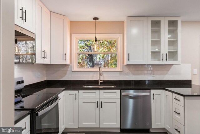 kitchen featuring white cabinets, a healthy amount of sunlight, and appliances with stainless steel finishes