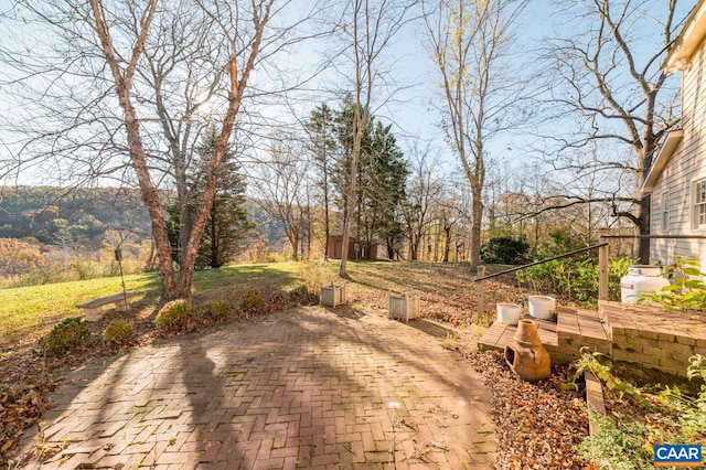 view of yard with a mountain view