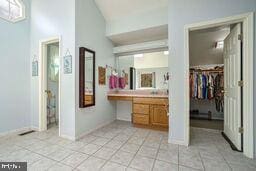 bathroom with tile patterned flooring