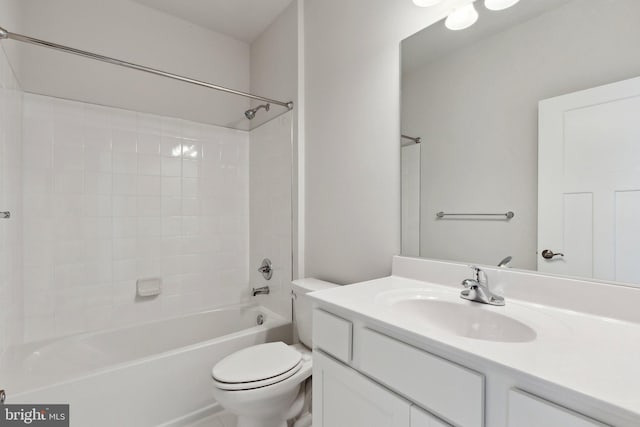 full bathroom with toilet, shower / washtub combination, and vanity