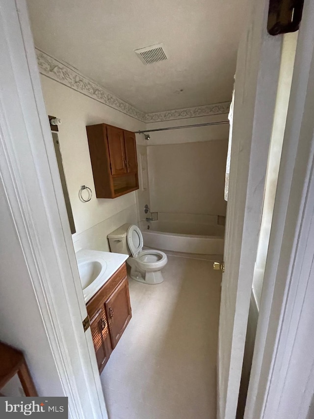 full bathroom with vanity, toilet, and shower / bath combination