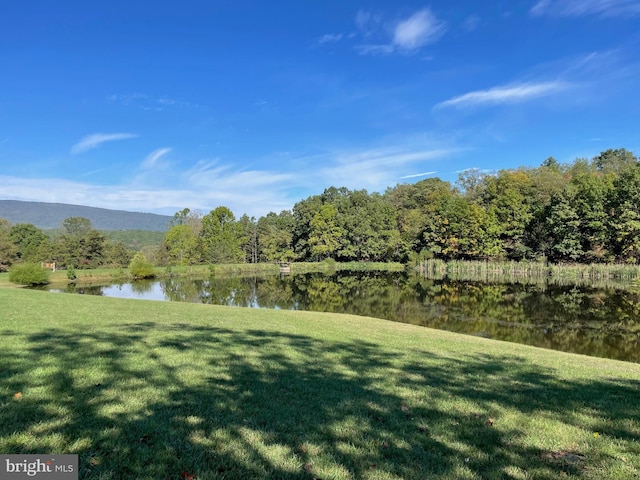 view of yard with a water view