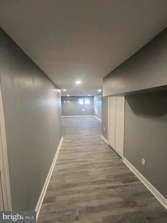 444 E 28th St, Baltimore, MD 21218 - corridor featuring baseboards, recessed lighting, and wood finished floors
