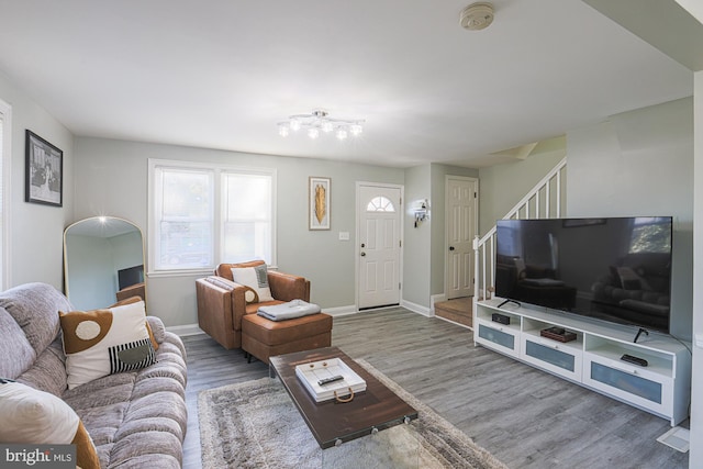 living room featuring wood-type flooring