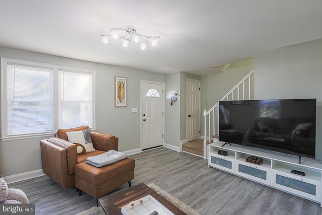 living room with hardwood / wood-style floors