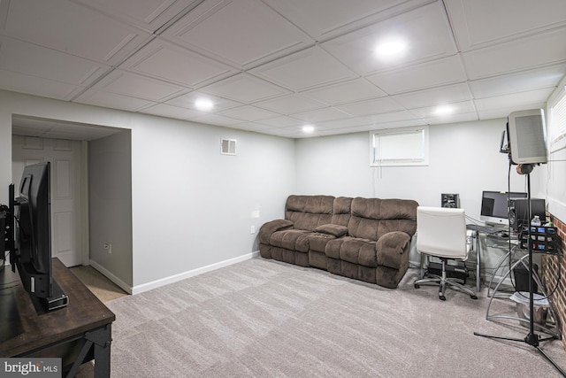 living room featuring carpet