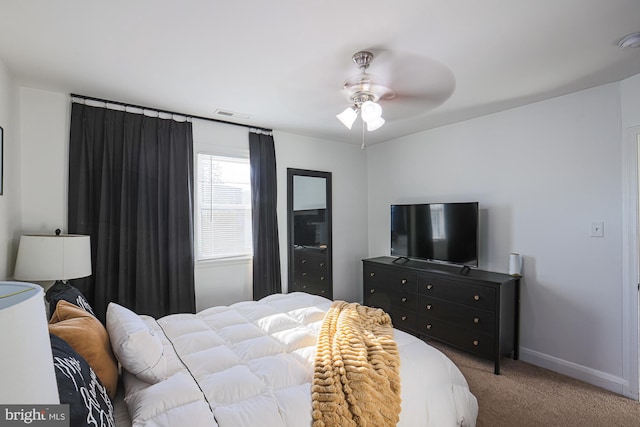 bedroom with carpet and ceiling fan