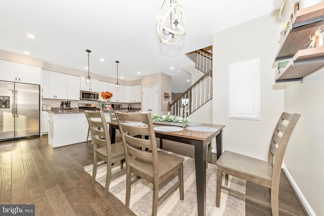 dining room with dark wood-type flooring