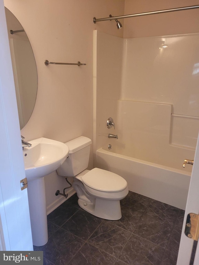 full bathroom with toilet, shower / tub combination, and sink