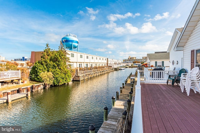 dock area featuring a water view