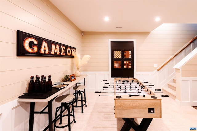 3076 Horizon Rd, Charlottesville, VA 22902 - game room with carpet floors and a decorative wall