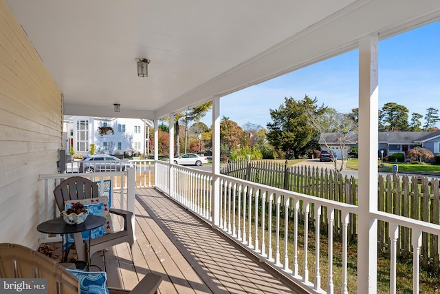 wooden terrace with covered porch