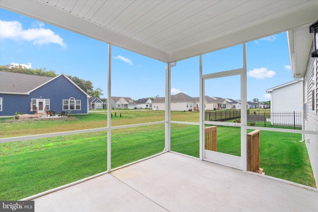 view of unfurnished sunroom