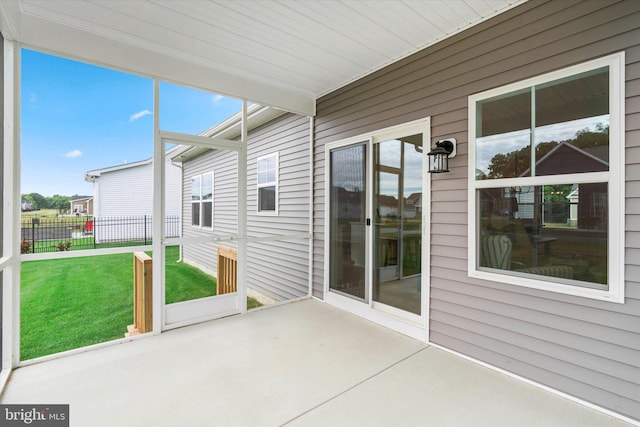 view of unfurnished sunroom