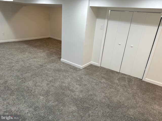 basement with carpet