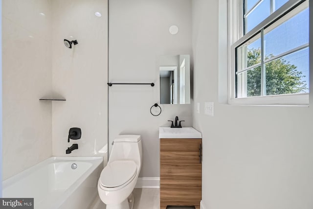 full bathroom featuring vanity, toilet, and shower / bath combination