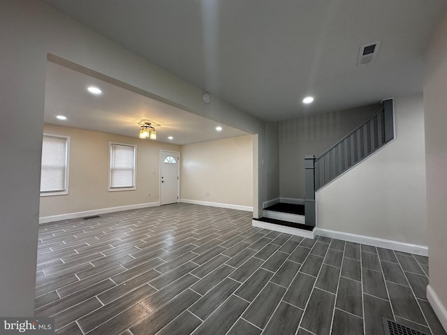 interior space with dark wood-type flooring