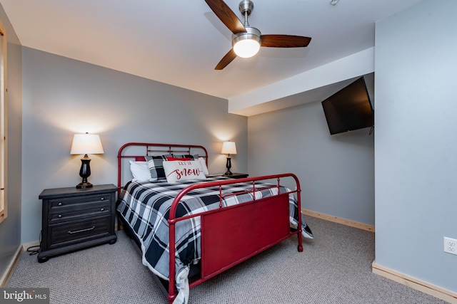 bedroom with carpet flooring and ceiling fan