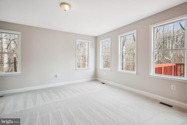 unfurnished room with light carpet