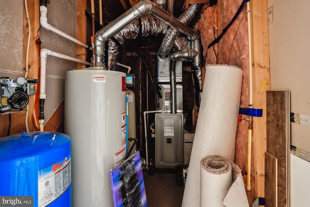 utility room with gas water heater