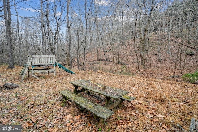 view of yard with a playground