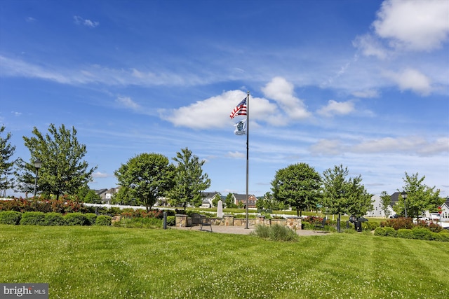 view of property's community featuring a yard