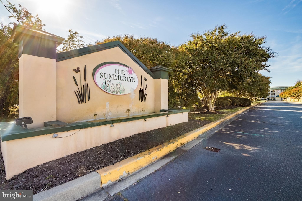 view of community sign