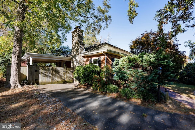 view of front of house featuring a carport