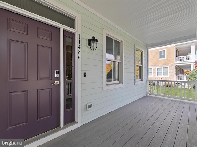 deck featuring covered porch