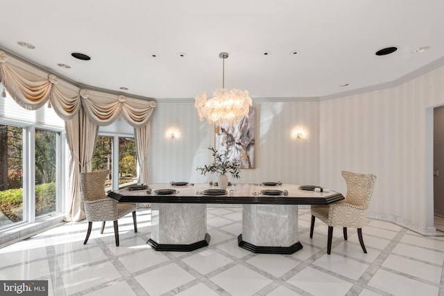 dining room featuring a chandelier