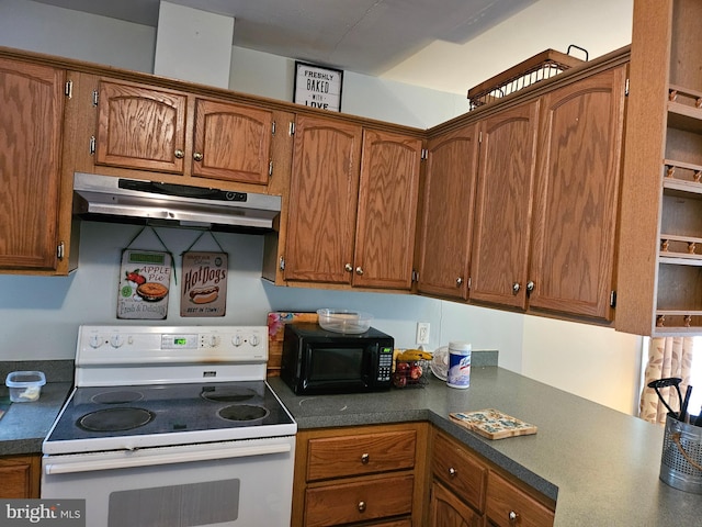 kitchen with white electric range