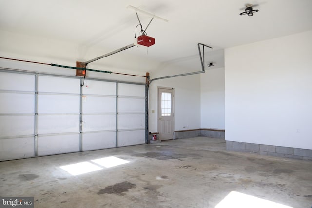 garage with a garage door opener