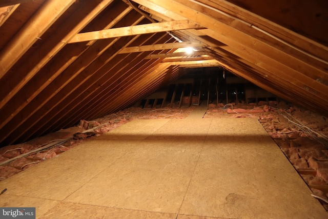 view of unfinished attic