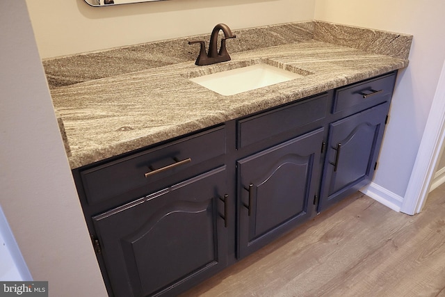 bathroom featuring vanity and hardwood / wood-style flooring