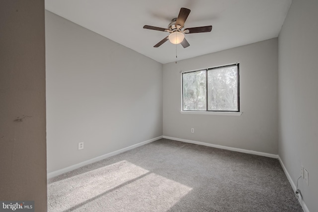 unfurnished room featuring carpet and ceiling fan