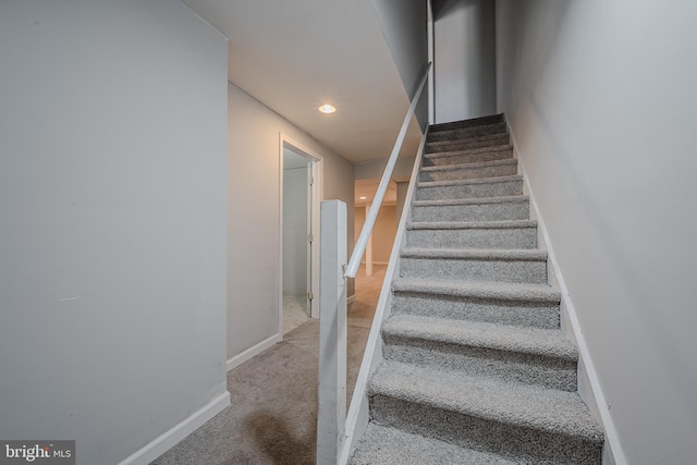 stairs with carpet flooring