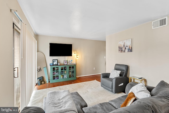 living room with hardwood / wood-style flooring